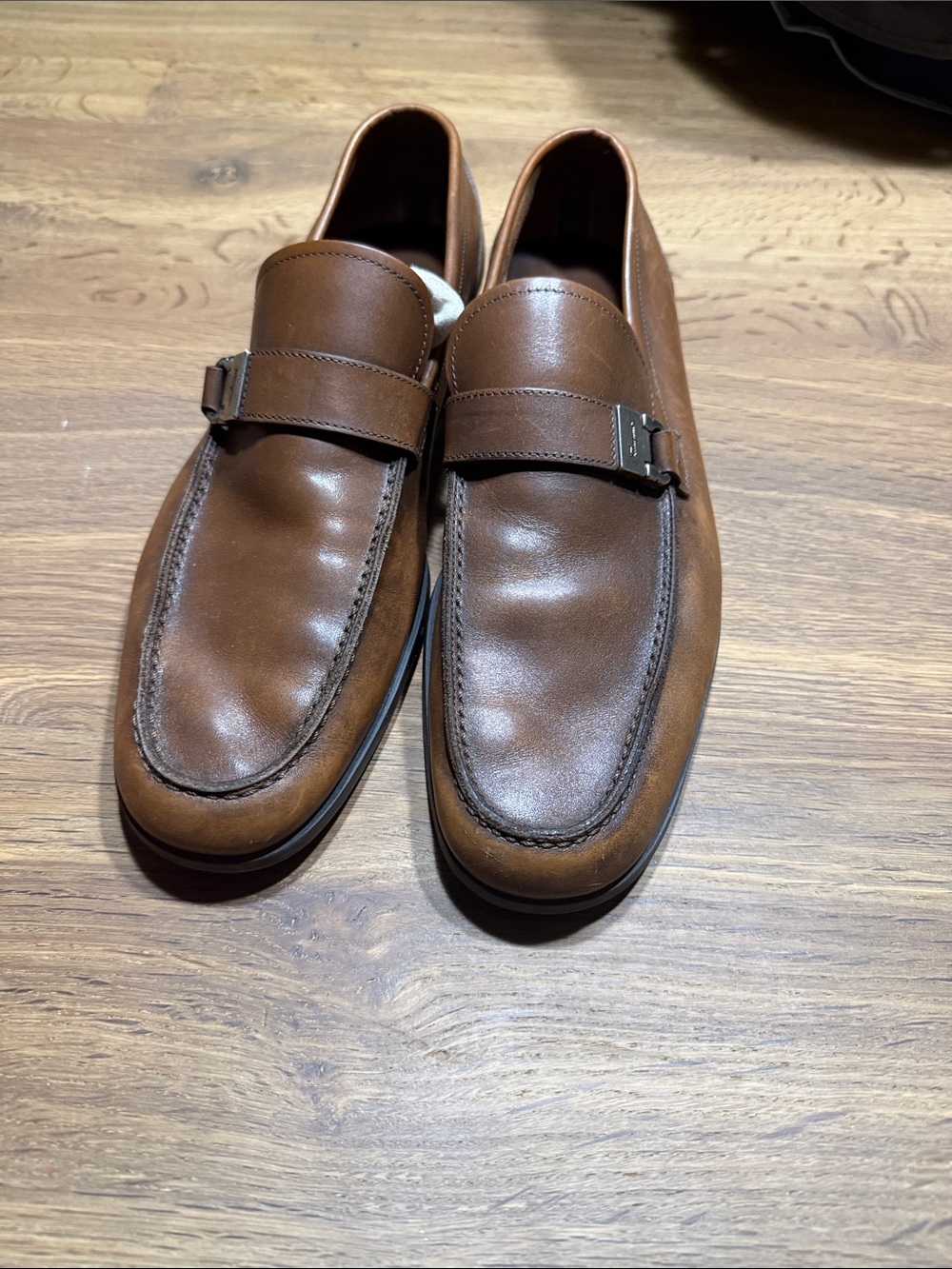 Salvatore Ferragamo Men's Tan Leather Bit Loafers